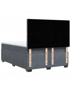 Giroletto a Molle con Materasso Grigio Scuro 160x200 cm Velluto