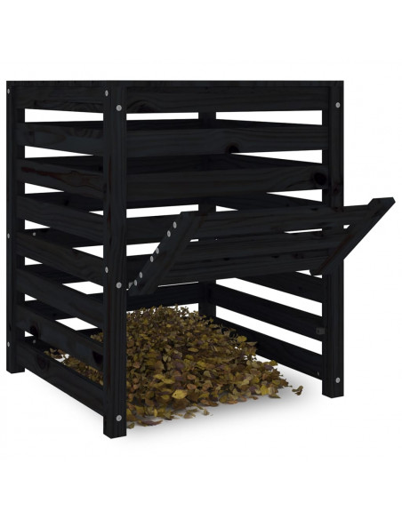 Compostiera Nera 63,5x63,5x77,5 cm in Legno Massello di Pino