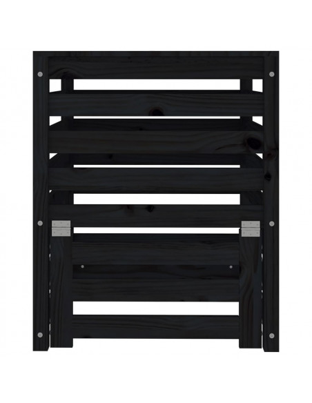 Compostiera Nera 63,5x63,5x77,5 cm in Legno Massello di Pino