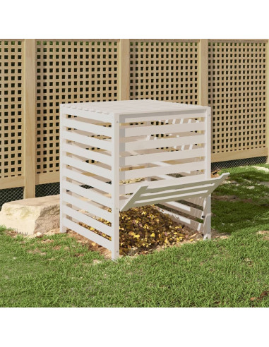 Compostiera Bianca 82,5x82,5x99,5 cm in Legno Massello di Pino