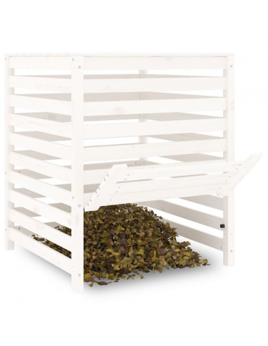 Compostiera Bianca 82,5x82,5x99,5 cm in Legno Massello di Pino