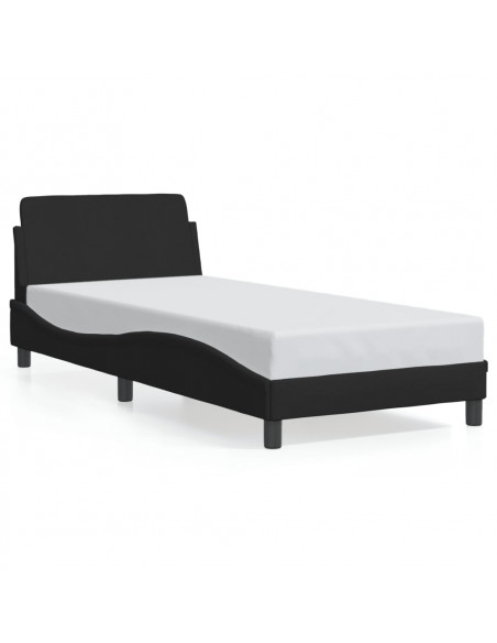 Giroletto con Testiera Nero 80x200 cm in Tessuto
