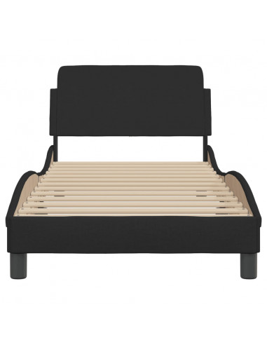 Giroletto con Testiera Nero 80x200 cm in Tessuto