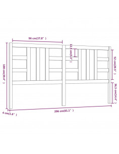 Testiera per Letto Miele 206x4x100 cm in Legno Massello di Pino