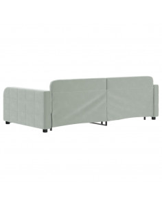 Divano Letto con Letto Estraibile Grigio Chiaro 100x200 Velluto