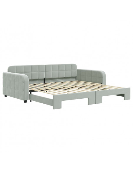 Divano Letto con Letto Estraibile Grigio Chiaro 100x200 Velluto