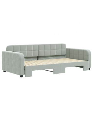 Divano Letto con Letto Estraibile Grigio Chiaro 100x200 Velluto