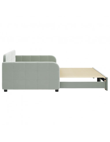 Divano Letto con Letto Estraibile Grigio Chiaro 100x200 Velluto