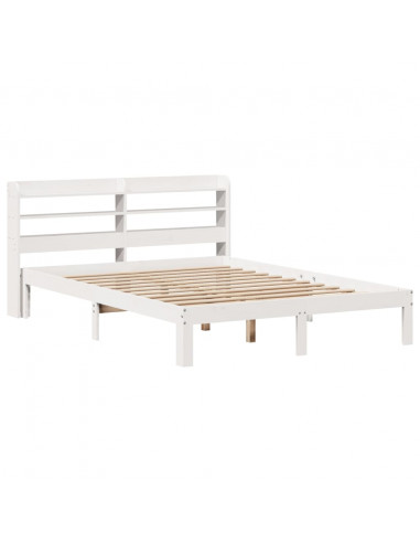 Giroletto con Testiera Bianco 135x190 cm Legno Massello di Pino