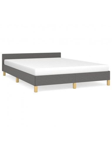 Giroletto con Testiera Grigio Scuro 140x190 cm in Tessuto