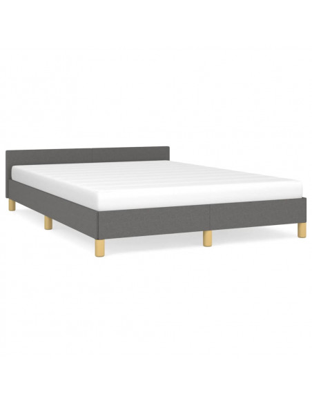 Giroletto con Testiera Grigio Scuro 140x190 cm in Tessuto