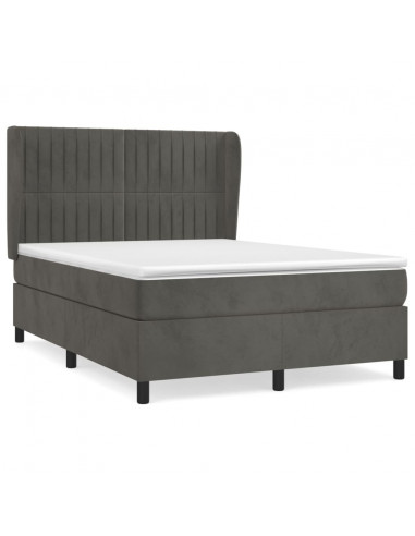 Giroletto a Molle con Materasso Grigio Scuro 140x190 cm Velluto