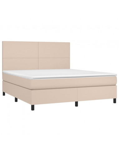 Giroletto Molle Materasso e LED Cappuccino 160x200cm Similpelle