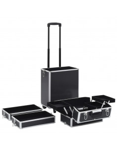 Valigia Trolley per Cosmetici in Alluminio Nero