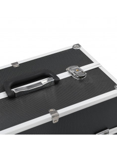 Valigia per Cosmetici 38x23x34 cm Nera in Alluminio