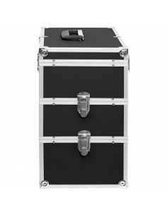 Valigia per Cosmetici 37x24x40 cm Nera in Alluminio