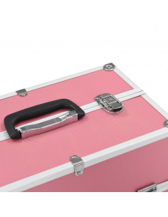 Valigia per Cosmetici 38x23x34 cm Rosa in Alluminio