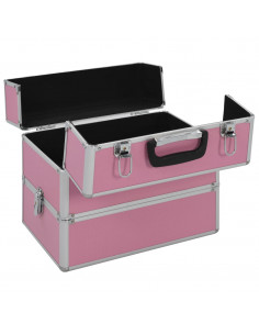 Valigia per Cosmetici 37x24x35 cm Rosa in Alluminio