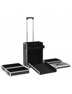 Valigia Trolley per Cosmetici in Alluminio Nero