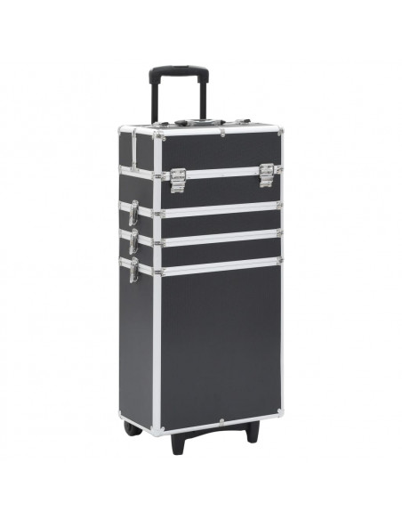Valigia Trolley per Cosmetici in Alluminio Nero