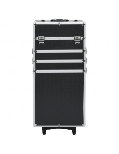 Valigia Trolley per Cosmetici in Alluminio Nero