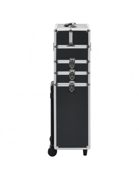Valigia Trolley per Cosmetici in Alluminio Nero