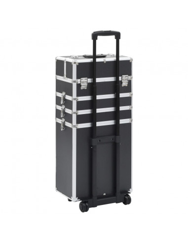 Valigia Trolley per Cosmetici in Alluminio Nero
