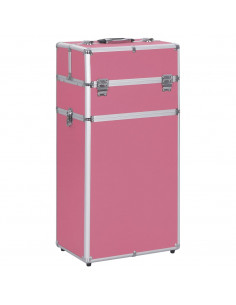 Valigia Trolley per Cosmetici in Alluminio Rosa 2