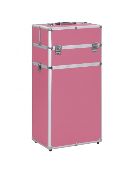 Valigia Trolley per Cosmetici in Alluminio Rosa