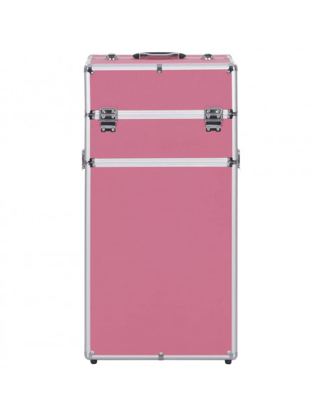 Valigia Trolley per Cosmetici in Alluminio Rosa