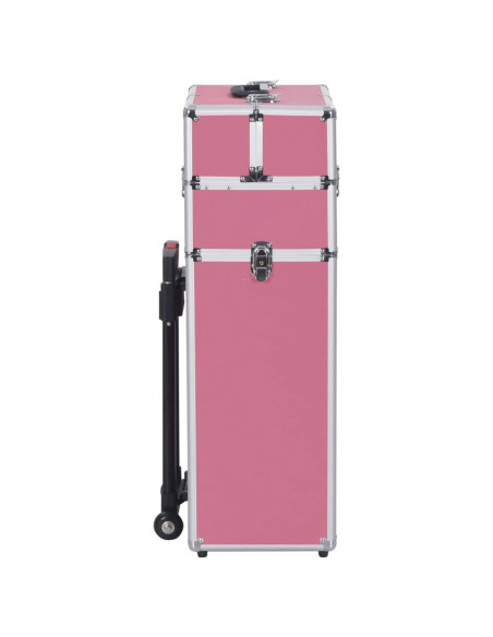 Valigia Trolley per Cosmetici in Alluminio Rosa