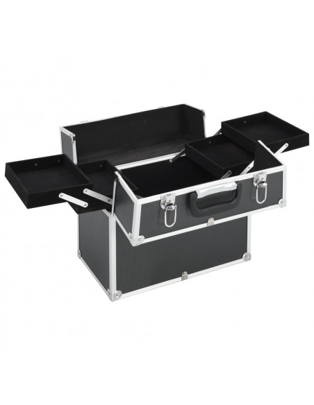 Valigia per Cosmetici 38x23x34 cm Nera in Alluminio
