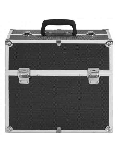 Valigia per Cosmetici 38x23x34 cm Nera in Alluminio