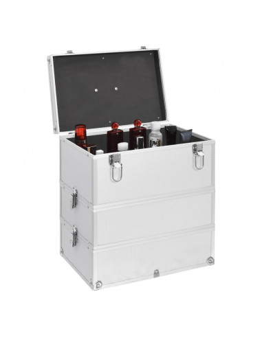 Valigia per Cosmetici 37x24x40 cm Argento in Alluminio