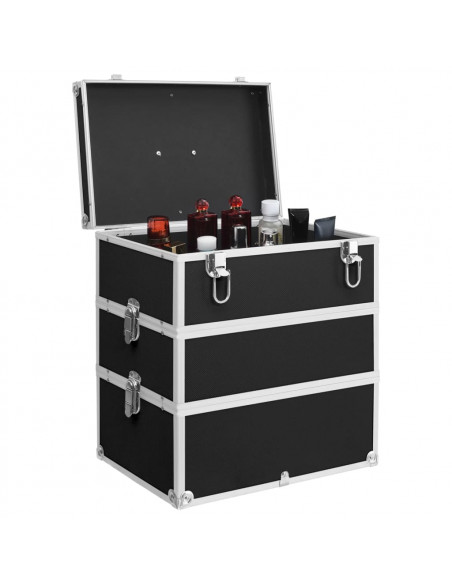 Valigia per Cosmetici 37x24x40 cm Nera in Alluminio