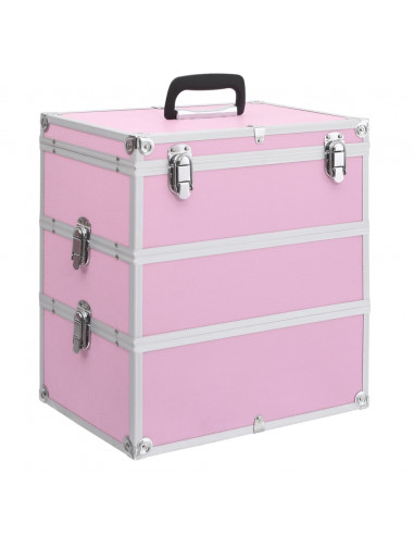 Valigia per Cosmetici 37x24x40 cm Rosa in Alluminio