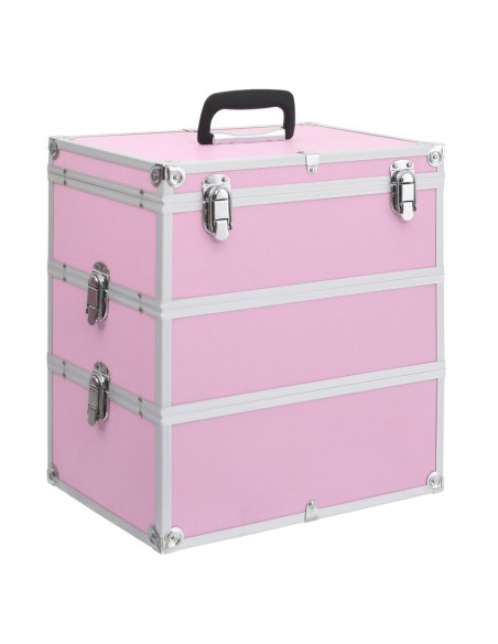 Valigia per Cosmetici 37x24x40 cm Rosa in Alluminio