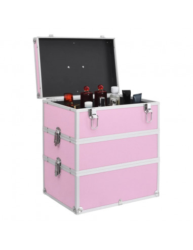 Valigia per Cosmetici 37x24x40 cm Rosa in Alluminio