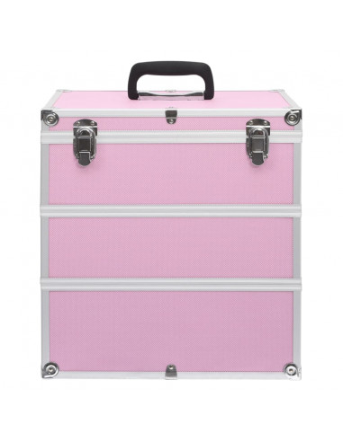 Valigia per Cosmetici 37x24x40 cm Rosa in Alluminio