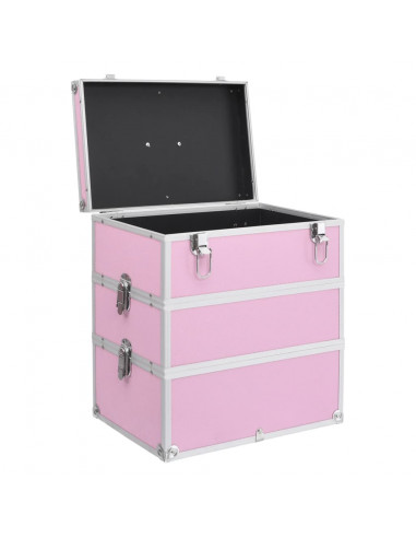 Valigia per Cosmetici 37x24x40 cm Rosa in Alluminio