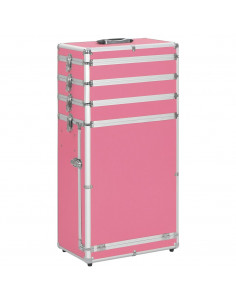 Valigia Trolley per Cosmetici in Alluminio Rosa 2