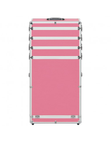 Valigia Trolley per Cosmetici in Alluminio Rosa