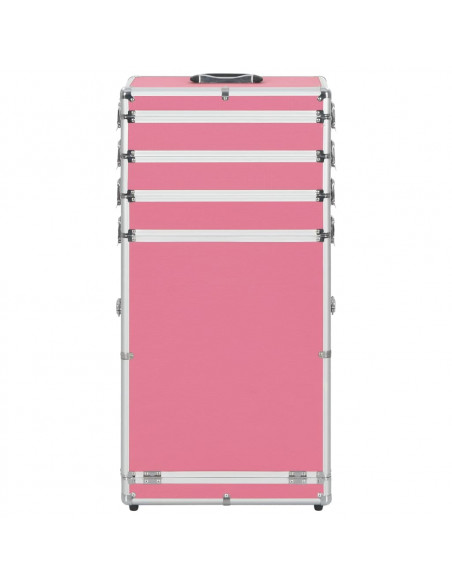 Valigia Trolley per Cosmetici in Alluminio Rosa