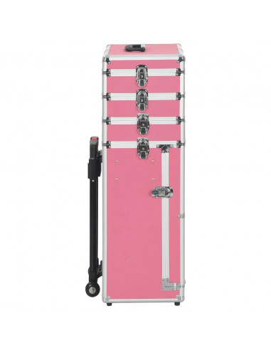 Valigia Trolley per Cosmetici in Alluminio Rosa
