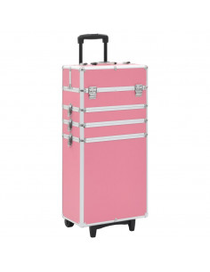 Valigia Trolley per Cosmetici Alluminio Rosa 2
