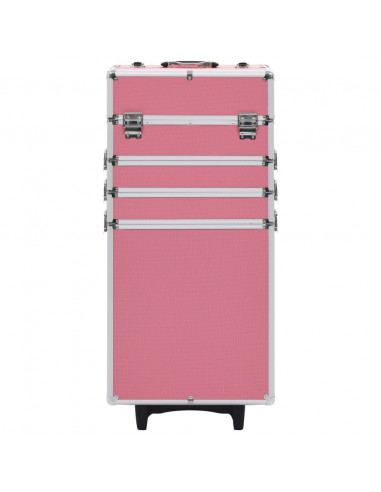 Valigia Trolley per Cosmetici Alluminio Rosa
