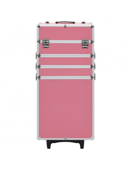 Valigia Trolley per Cosmetici Alluminio Rosa