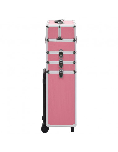 Valigia Trolley per Cosmetici Alluminio Rosa