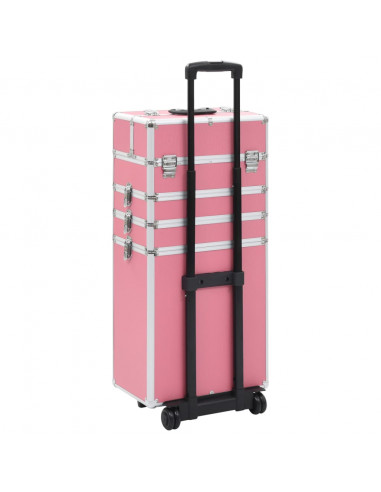 Valigia Trolley per Cosmetici Alluminio Rosa