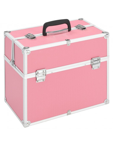 Valigia per Cosmetici 38x23x34 cm Rosa in Alluminio